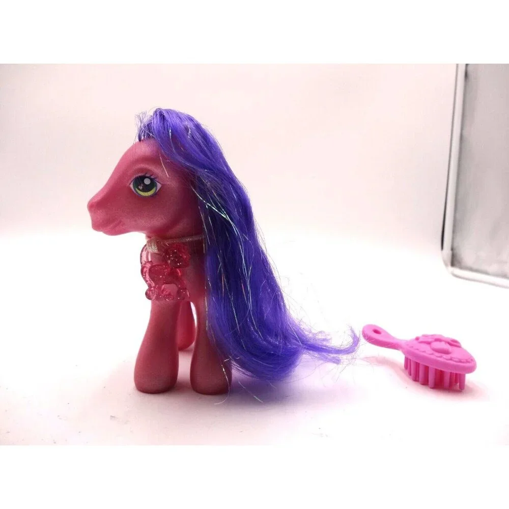 Hasbro's Pink My Little‎ Pony 2002  Kimono Purple Tinsel Hair Charm Necklace Br